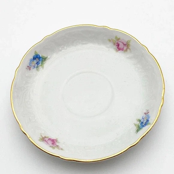 Schumann Arzberg Germany Demitasse Small Child Cup Saucer Set Rose Forget Me Not - Picture 8 of 13